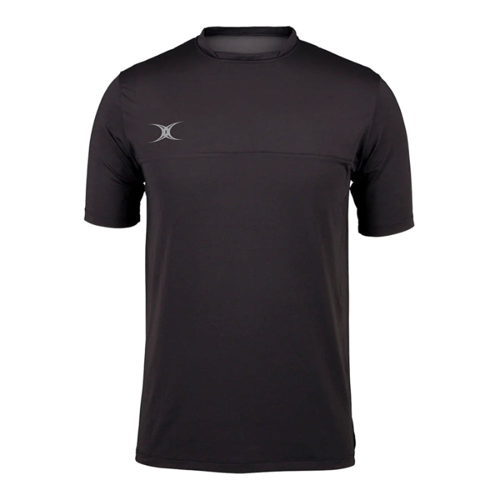 A black Gilbert Pro Range athletic tee with short sleeves and the Gilbert logo on the upper left chest area.