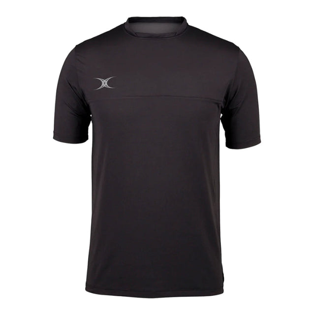 A black Gilbert Pro Range athletic tee with short sleeves and the Gilbert logo on the upper left chest area.
