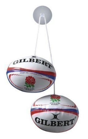 Gilbert Dangles foam filled rugby balls with string and suction cup 