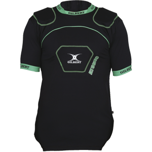 Gilbert Atomic V2 Body Armour black and green lightweight shoulder and sternum cover